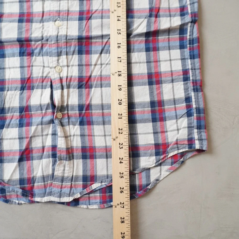 Ralph Lauren Boys XL 18-20 Plaid Short Sleeve Button Down Shirt Red White Blue